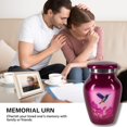 thumbnail image 4 of Nova Niche Small Purple With Hummingbird Design Aluminium Cremation Urns for Human Ashes – Mini Memorial Keepsake Set of 4 with Protection Box, 4 of 8