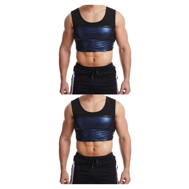 Camiseta sin mangas de sauna Qarigey compresión para hombres azul S/M