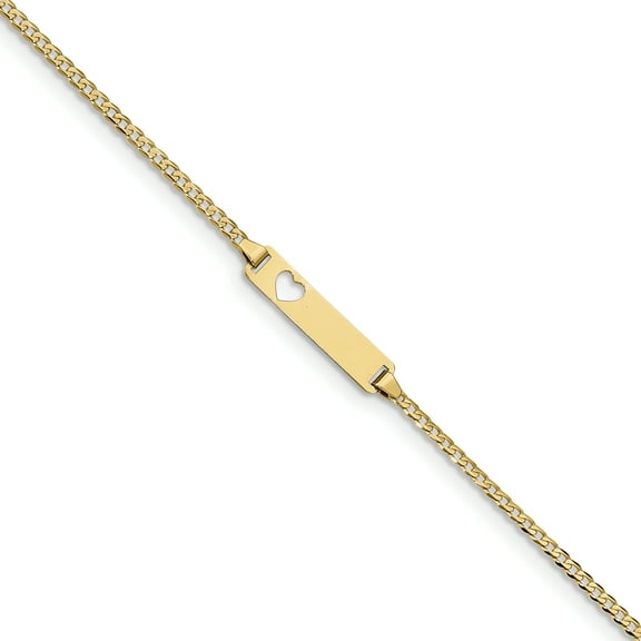 Primal Gold 10 Karat Yellow Gold Flat Curb Link ID Bracelet