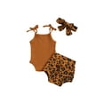 thumbnail image 4 of Kiapeise Baby Girls Sling Tank Tops Romper Tops +Leopard Shorts + Headband Sets, 4 of 9