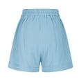 thumbnail image 5 of Htigea Womens Elastic Waist Shorts Lightweight Breathable Summer Shorts with Pockets Casual Daily Outfits Light Blue S, 5 of 9