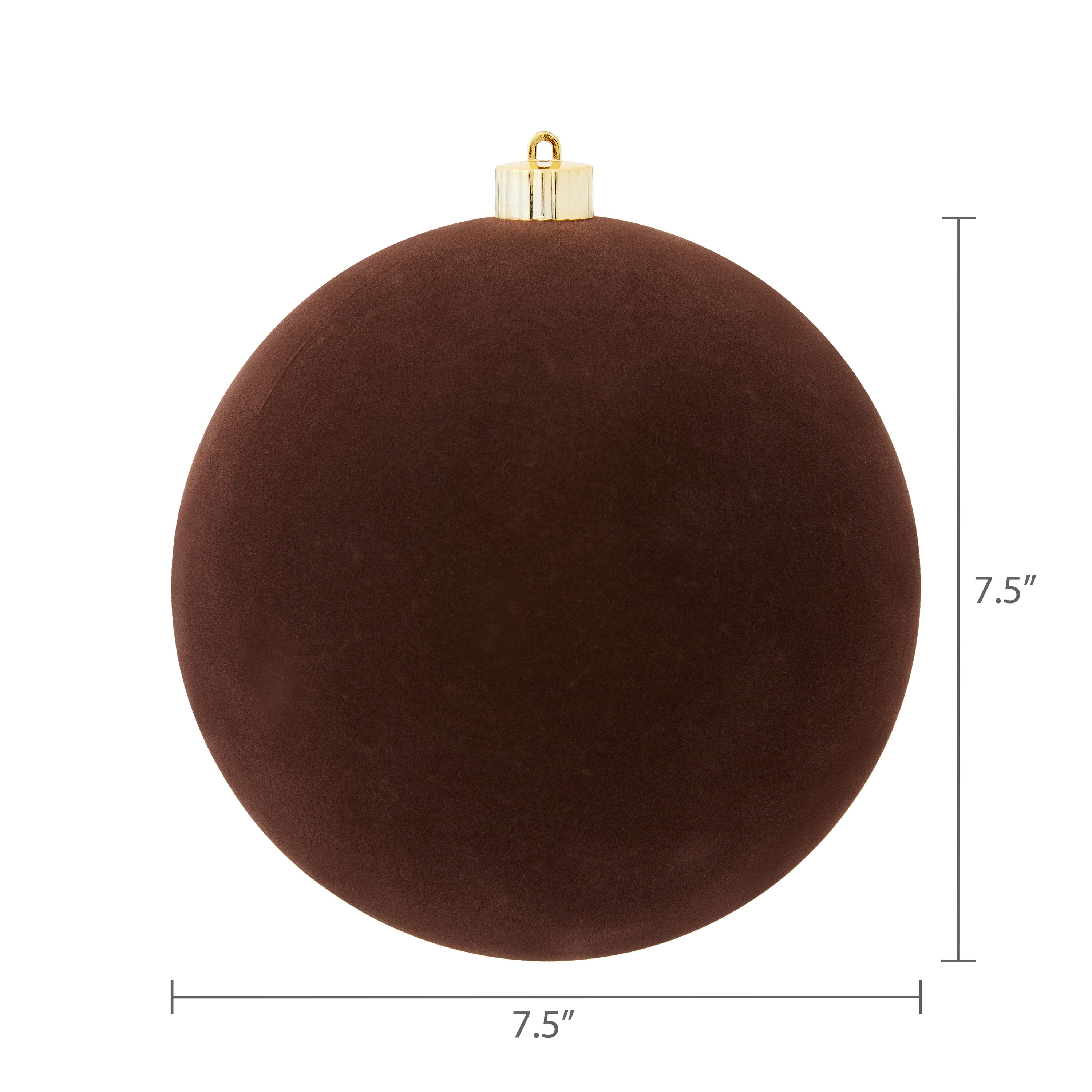 2 Count Brown Velvet-Feel Jumbo Shatterproof Christmas Ornaments, 7.79", by Holiday Time