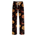 thumbnail image 5 of Garbnen Halloween Pants Pajamas Pumpkins Print Women’s Lounge Pants Comfy Cute Elastic Waist Fall Winter Wide Leg Sleep Pants for Women S, 5 of 7