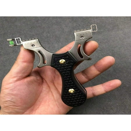 QUTETN 1 Piece Flat Batch Tension Metal Slingshot Aiming Accuracy Shooting Outdoor Shooting Game Powerful Hunting Shot Fish Shot Bird Slingshot
