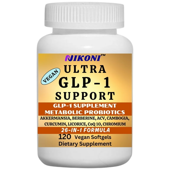 Nikoni Ultra GLP-1 Support with Akkermansia, Berberine, Curcumin & ACV, Digestive & Metabolic Wellness – 120 Vegan Softgels
