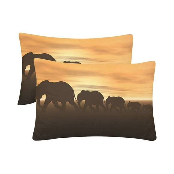 YUSDECOR Elephants Grow Animal Pillowcase Pillow Protector Cushion Cover 20x30 inch,Set of 2