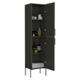 thumbnail image 7 of Wooden Cabinets, Hagi 71" Tall Four-Tier Shelf One-Door Linen Shaker Cabinet, Gray Living Room Cabinets,Particle Board Cabinets With Doors, Furniture Primary Living Space Cabinets, 7 of 7