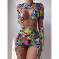 thumbnail image 2 of ZPAQI 4 Pieces Swimsuits for Women Halter Bikini Set Print Bathing Suits with Cover Up, 2 of 18