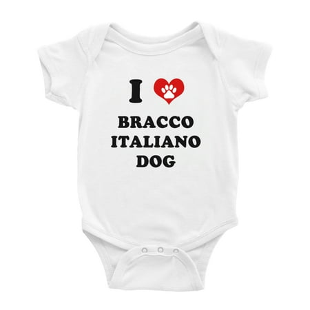 

I Heart Bracco Italiano Dog Funny Cute Baby Rompers Bodysuit (White 6-12 Months)