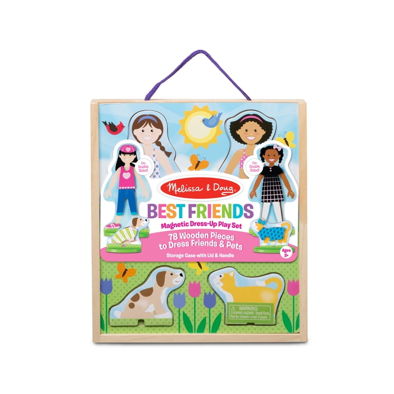 Melissa & Doug Best Friends Magnetic Dress-Up Wooden Dolls Pretend Play Set  - Walmart.com