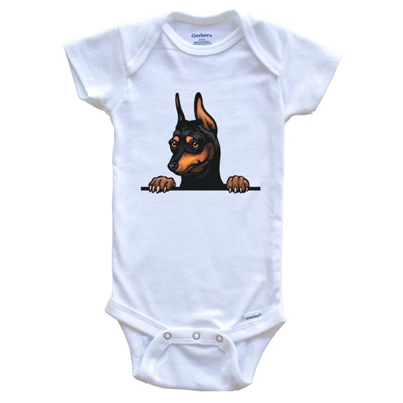 Miniature Pinscher Dog Breed Cute Baby Bodysuit v2, 0-3 months white