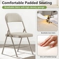 thumbnail image 4 of 4 Pack Fabric Padded Folding Chair Dining Chair Set with Padded Cushion and Back, Indoor Outdoor Foldable Seat with Steel Frame for Indoor Outdoor Party Wedding Event (Khaki), 4 of 8