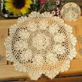 thumbnail image 2 of Crochet Flower Handmade Placemat Retro Hollow Round Table Mat Cotton Doilies, 2 of 5