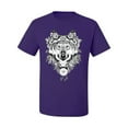 thumbnail image 2 of Drawn Tribal Wolf Animal Lover Men's Graphic T-Shirt, Purple, 3XL, 2 of 3