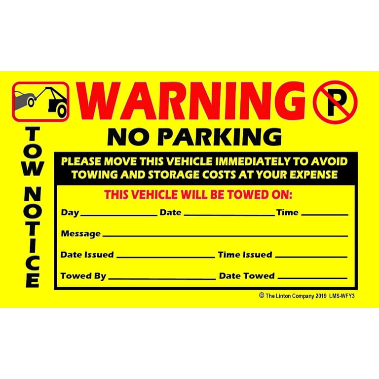 50 Pack No Parking Violation Tickets, Adhesive Towing Sign Warning Stickers  (Blue, 8.2 x 5.2 In)