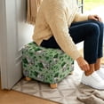 thumbnail image 5 of SCRAWLGOD St. Patrick's Day Shamrock Elephant Print Green Ottoman Cover Square Stretch Ottoman Slipcover Thick Storage Footrest Stool Covers with Elastic Band Furniture Protector for Pets, 5 of 7