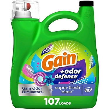 Gain   Odor Defense Liquid Laundry Detergent Super Fresh Blast Scent 154 fl oz 107 Loads HE Compatible