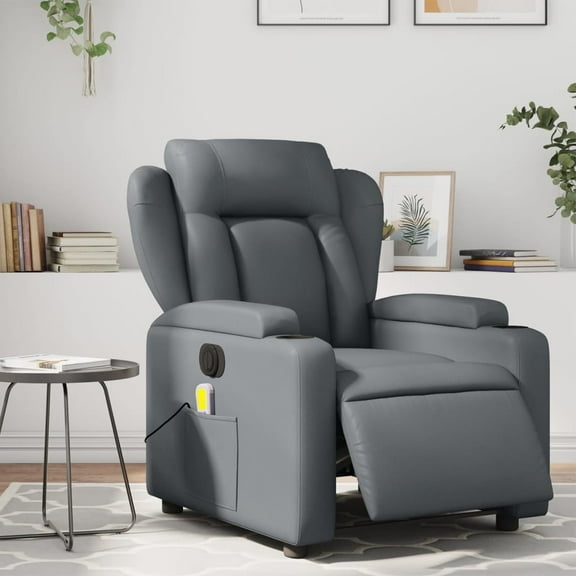 vidaXL Electric Massage Recliner Chair Gray Faux Leather