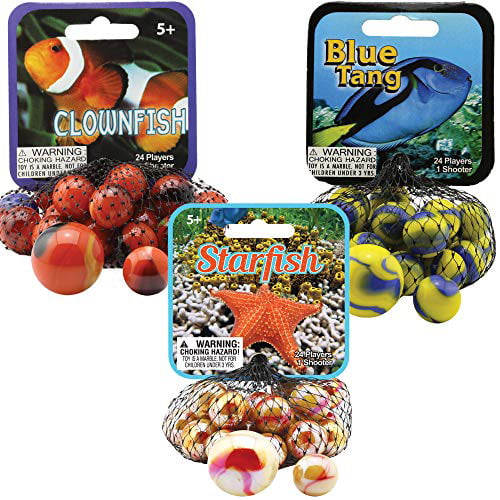 SUN-Net Bag Of 24 Player Mega Fun Marbles & 1 Shooter-Instructions & Facts 