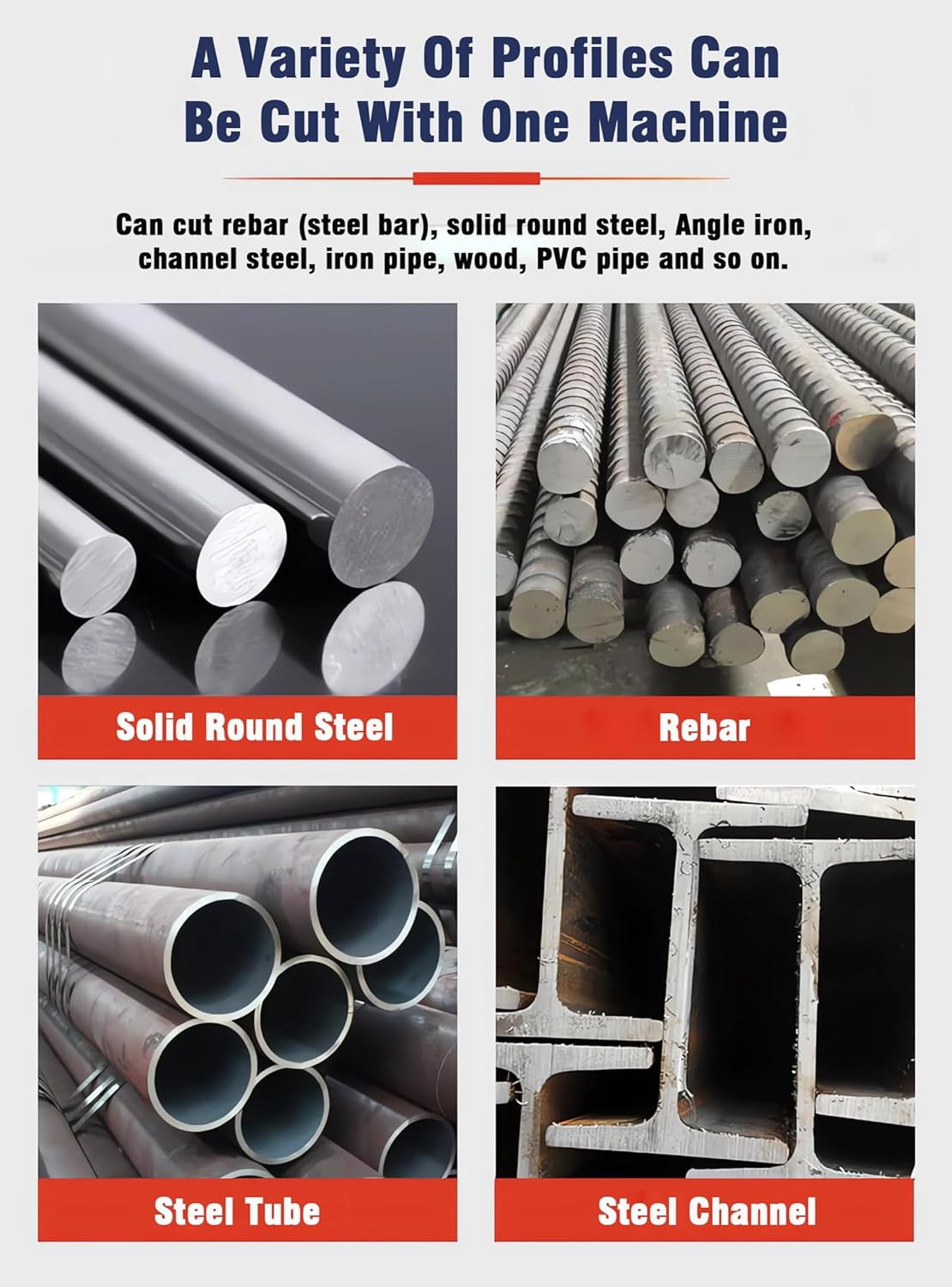 10" Steel Rebar Round Steel Metal Cold Cut Saw 0-45˚ Adjustable Miter Range Rebar Cutting Saw Machine