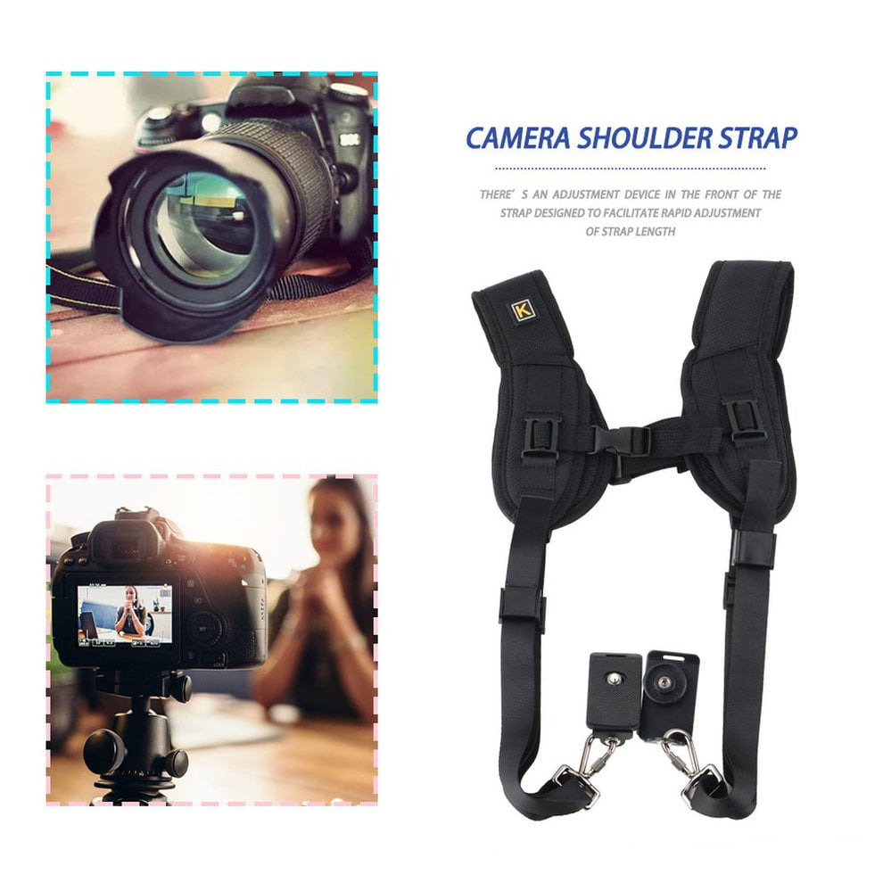 Quick Rapid Carry Comfortable Neck Strap Sling Double Dual Shoulder Belt for Digital SLR DSLR Camera Black