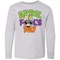 thumbnail image 3 of Inktastic April Fools Day with Funny Face Replacing O Long Sleeve Youth T-Shirt, 3 of 5