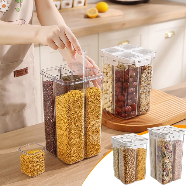 Organizadores y Almacenamiento para Armarios, Organizador de Granos En Frascos Sellados, Cubo de Arroz para Frijoles, Cereales y Fideos, Frasco Compartimentado para Almacenar Granos, Contenedores Org