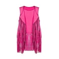 thumbnail image 4 of ASFGIMUJ Sweatshirt Cardigan For Women 4Pc Sets Autumn Winter Ethnic Sleeveless Tassels Fringed Vest Cardigan Vest Headband Glasses Earrings Hot Pink XXXL, 4 of 4