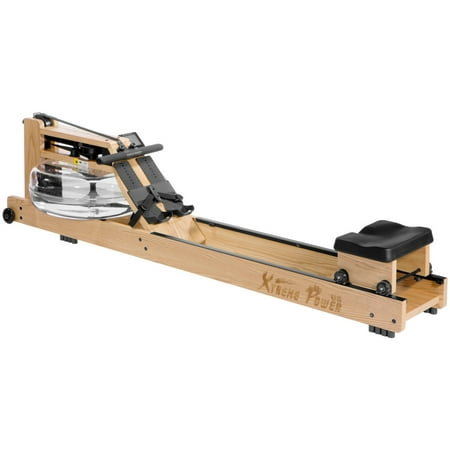 XtremepowerUS Luxury Wood Frame Water Rower Heritage Rowing Machine with Performance
