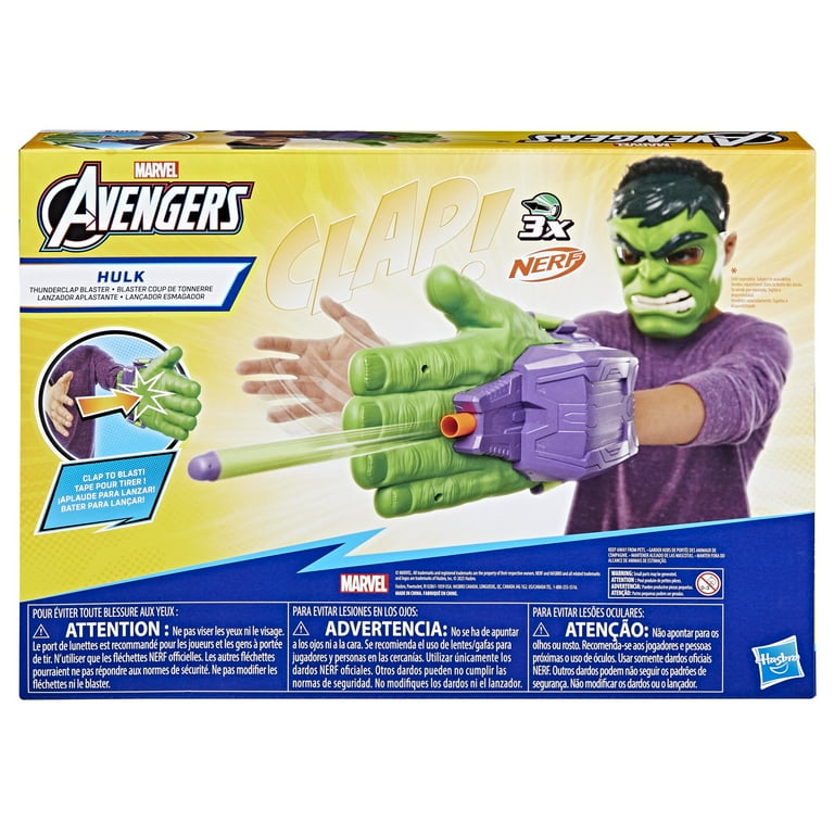 Marvel Avengers Hulk Thunderclap Blaster Roleplay Toy with 3 NERF