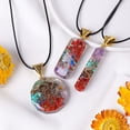 thumbnail image 4 of Nvzi Collar hecho a mano con colgante de cristal natural, collar con colgante circular de árbol de la vida con estrella de cinco puntas (colorido, estilo circular de siete estrellas), 4 of 5
