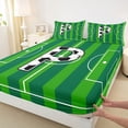 thumbnail image 4 of Erosebridal Modern Soccer Court Pattern Kids Queen Sheet Sets,Letter P Monogrammed Bed Set For Boys Teens 4-Piece, 4 of 6
