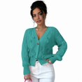 thumbnail image 4 of Women'S Bowknot Chunky Knit Cardigan Sweaters Open Front Cozy Long Sleeve Button Up Cardigan for Winter Green M, 4 of 10