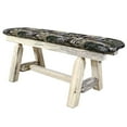thumbnail image 3 of Homestead Collection Plank Style Bench, Clear Lacquer Finish, 45 Inch w/ Woodland Upholstery, 3 of 4