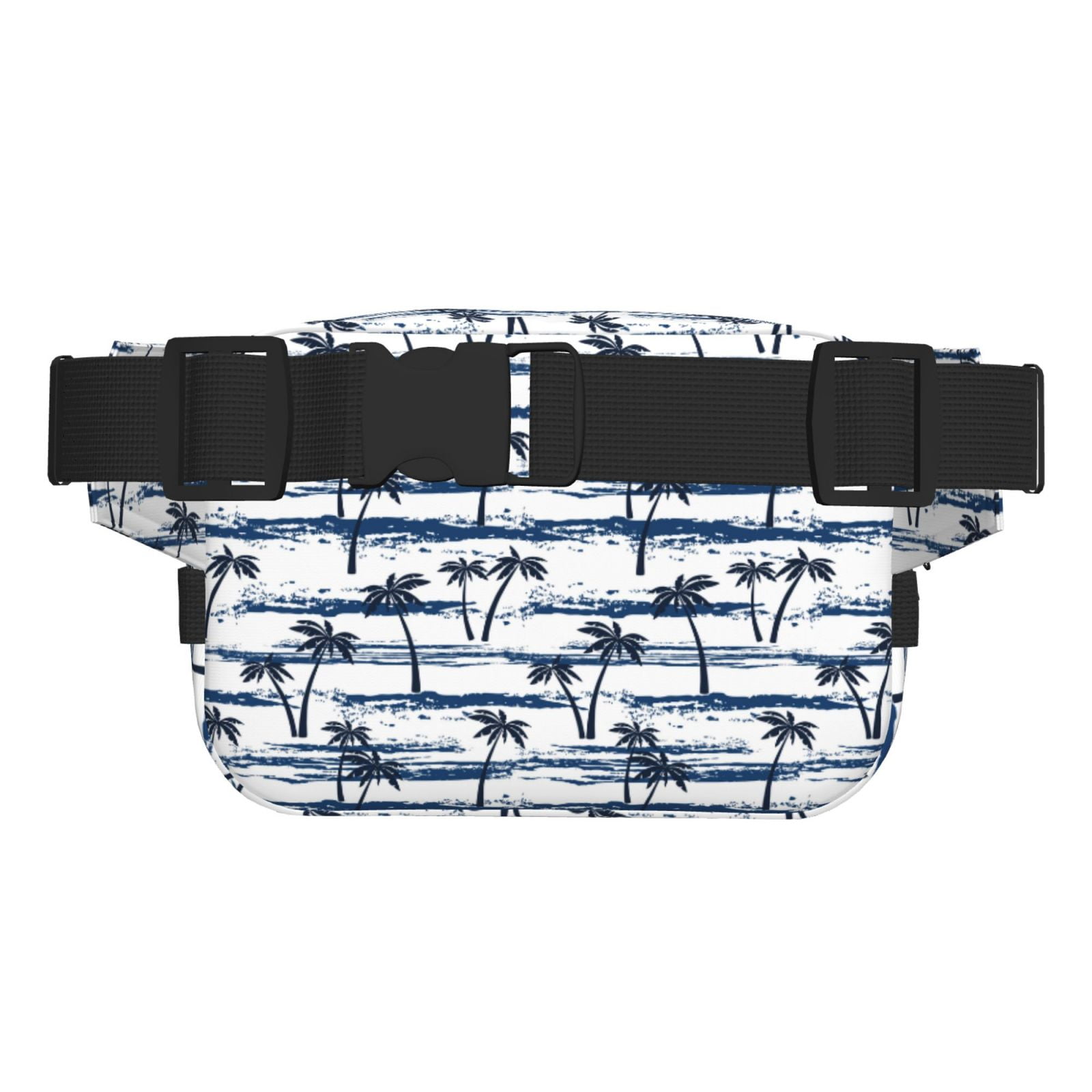 Picia Retro Coconut Tree Print Square Double-Layer Waist Bag Mini Adjustable Waist Belt Bag Exercise Running Travel Hiking