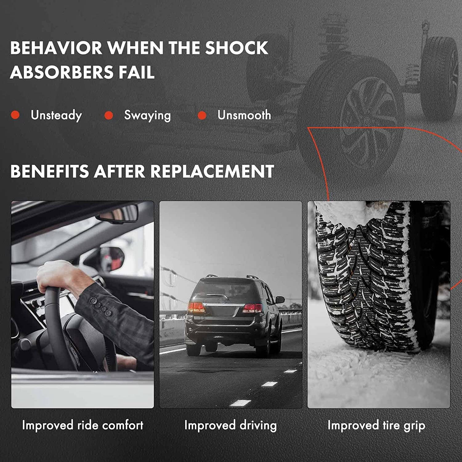 A-Premium Rear Shock Absorbers Compatible with BMW 320i/xDrive, 328d/xDrive, 328i/xDrive, 330e, 330i/xDrive, 335i/xDrive, 340i/xDrive, 428i, 430i, 435i, 440i, 228i, 230i/xDrive