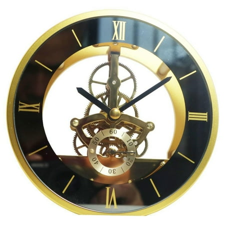 Metal Wall Clock Gear Wall Clock Round Gear Wall Clock Golden Perspective Digital Wall Clock 130mm Diameter