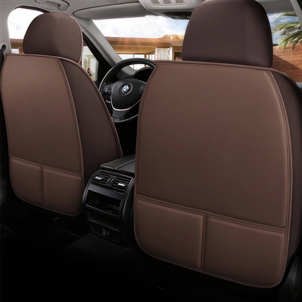 PEPWELL 5Pack Nappa Leather Full Set Car Seat Covers, Universal Fit for Cars/SUV/Sedans, Waterproof Breathable 3D Luxury Design with Airbag Compatibility
