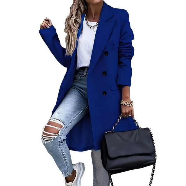 Hauts Décontractés pour Femmes Veste à Manches Longues Décontractée pour Femmes : Haut Uni à Col Rabattu Hauts Décontractés pour Femmes Automne