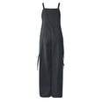 thumbnail image 5 of TINZ Womens Jumpsuits Overalls Button V Neck Sleeveless Wide Leg Long Pant Solid Color Rompers With Pockets Long Sleeve Turtle Neck plus Size Jumpsuit for Women, 5 of 5