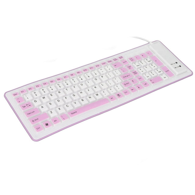 USB Wired Foldable Keyboard, Soft Silicone Water Proof Keyboard with 103 Keys for PC Laptop, Rollup for School Travel