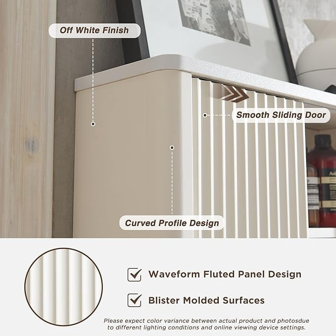 OKD Bathroom Storage Cabinet, Modern Medicine Cabinet with Adjustable Shelf for Kitchen & Living Room, Off White