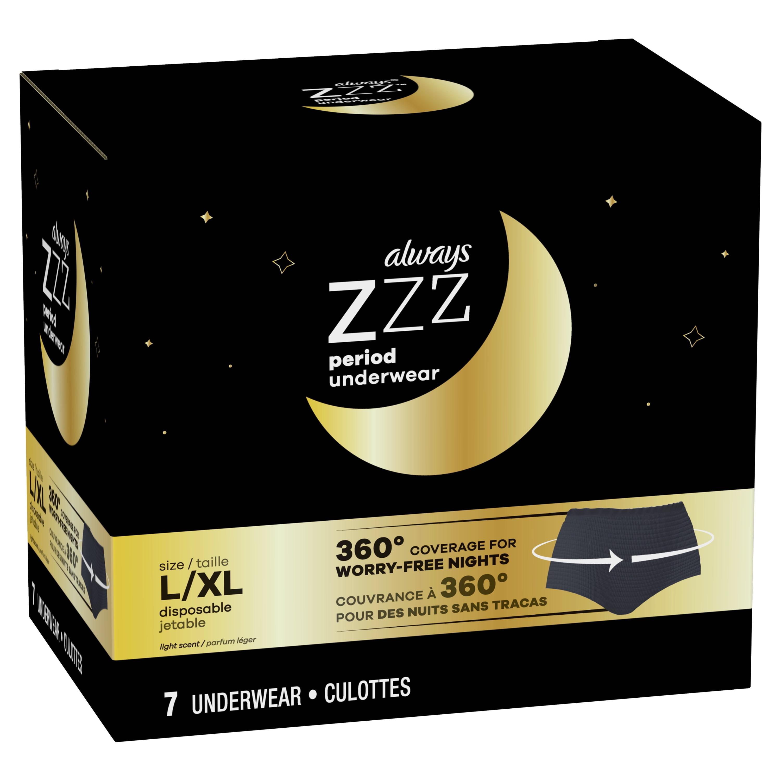 Always Zzz Overnight Disposable Period Underwear For Women Size Lg 7 always-zzz-overnight-disposable-period-underwear-for-women-size-lg-7