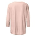 thumbnail image 4 of Olyvenn Women's Casual 3/4 Sleeve T-Shirts Round Neck Cute Tunic Tops Basic Tees Blouses Loose Fit Pullover Pink S, 4 of 5