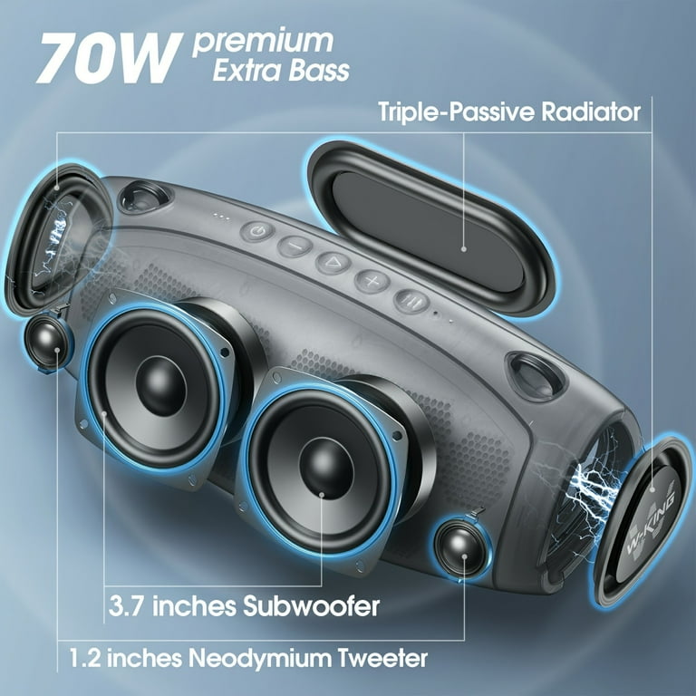 Waterproof 70W Bluetooth Speakers Loud- Deep Bass purchases for Party, Camping