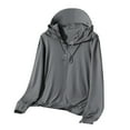 thumbnail image 2 of M-5X Plus Size Sun Protection Hoodies with Pockets Zip Up Long Sleeve UV Shirts Lightweight Solid Stretchy Slim-Fit Hiking Fishing Outerwear Jackets, 2 of 3