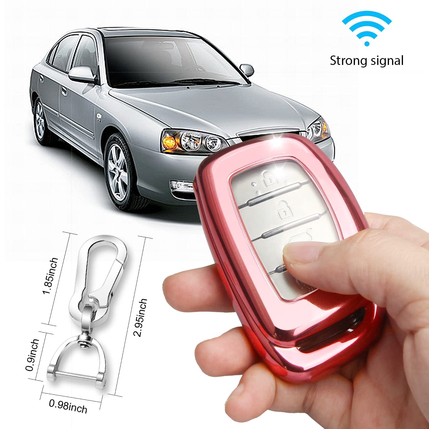 Premium Soft TPU Full-Body Key Fob Cover with Keyring for 2019-2021 Hyundai Elantra Ioniq Sonata Tucson Elantra GT 3/4 Button Smart Key