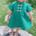 thumbnail image 2 of Otqutp Toddler Baby Girls Traditional 𝗧ang Suit Dress Toddler Mid Length Retro Buckle Qipao Short Sleeve New Year Cheongsam, 2 of 9