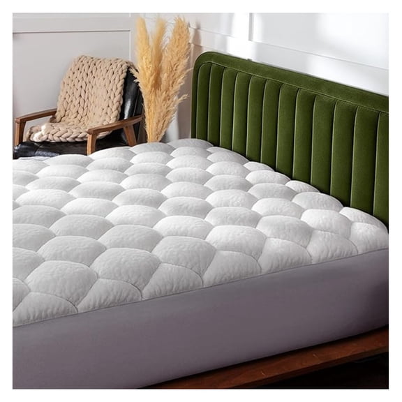 Full Pillow Top Mattress Topper Pad - Soft Overstuffed Fiberfill Premium Support - Quilted Temperature Smart Viscose from Bamboo - Deep 18" Pocket for Secured Fit