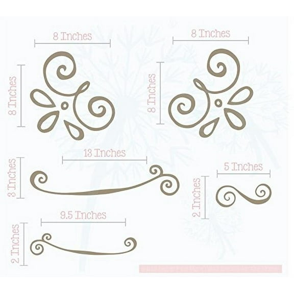 5pc Curly Doodle Swirls Wall Art Stickers Vinyl Decals Home Décor Tumbleweed